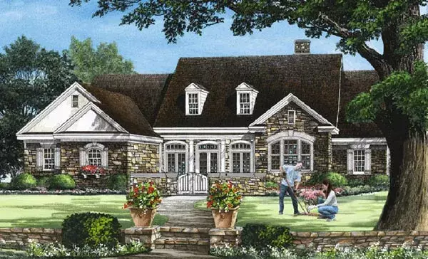 French Country house plans 57-117 - front exterior, 3,314 sq ft, 4 bed, 3 bath house plans | Monster House Plans