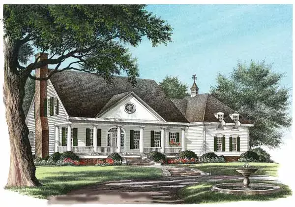Southern house plans 57-130 - front exterior, 3,144 sq ft, 4 bed, 3 bath house plans | Monster House Plans