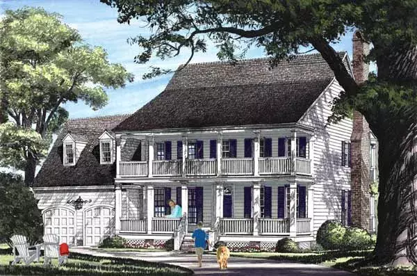 Plantation house plans 57-131 - front exterior, 3,179 sq ft, 4 bed, 3 bath house plans | Monster House Plans