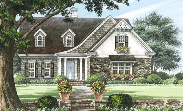 French Country house plans 57-135 - front exterior, 2,410 sq ft, 4 bed, 2 bath house plans | Monster House Plans