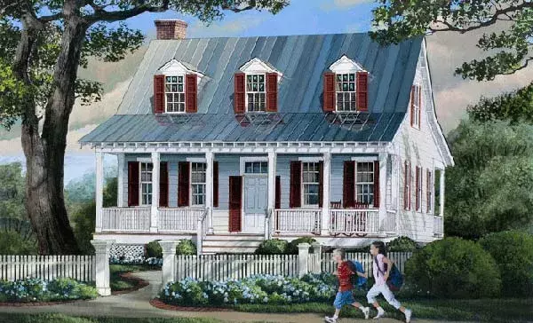 Country house plans 57-140 - front exterior, 1,740 sq ft, 3 bed, 2 bath house plans | Monster House Plans