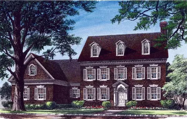 Colonial house plans 57-141 - front exterior, 3,664 sq ft, 4 bed, 4 bath house plans | Monster House Plans
