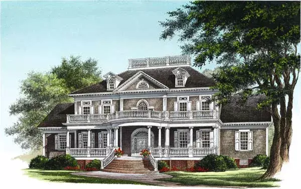 Plantation house plans 57-144 - front exterior, 3,618 sq ft, 4 bed, 4 bath house plans | Monster House Plans