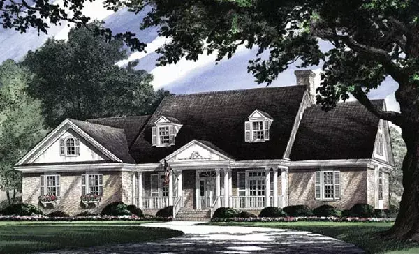 Southern Colonial house plans 57-160 - front exterior, 2,441 sq ft, 3 bed, 2 bath house plans | Monster House Plans