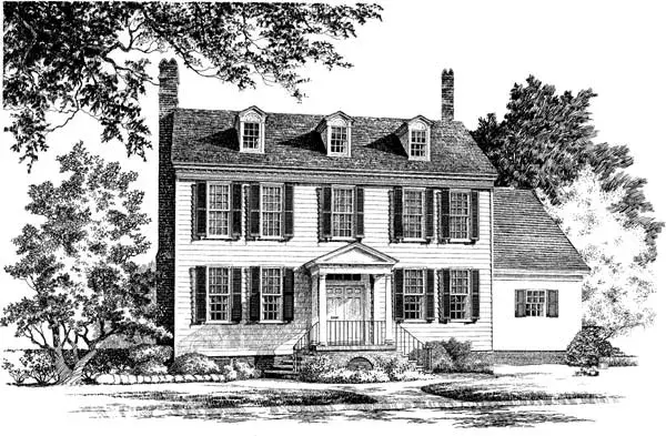 Colonial house plans 57-167 - front exterior, 3,117 sq ft, 4 bed, 3 bath house plans | Monster House Plans