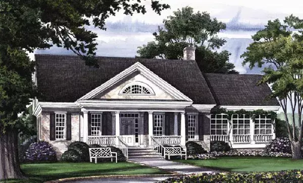 Southern house plans 57-168 - front exterior, 2,630 sq ft, 3 bed, 2 bath house plans | Monster House Plans