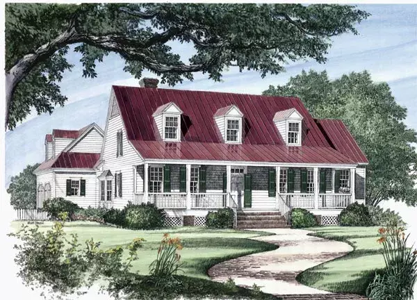 Farmhouse house plans 57-170 - front exterior, 2,419 sq ft, 4 bed, 3 bath house plans | Monster House Plans