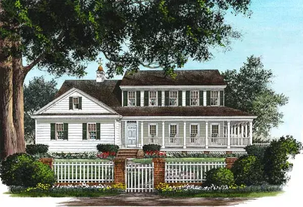 Farmhouse house plans 57-171 - front exterior, 2,142 sq ft, 3 bed, 2 bath house plans | Monster House Plans