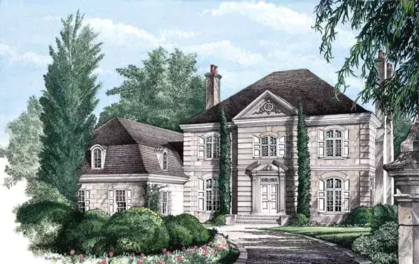French Country house plans 57-176 - front exterior, 5,372 sq ft, 5 bed, 5 bath house plans | Monster House Plans