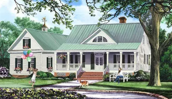 Country house plans 57-177 - front exterior, 2,010 sq ft, 3 bed, 2 bath house plans | Monster House Plans