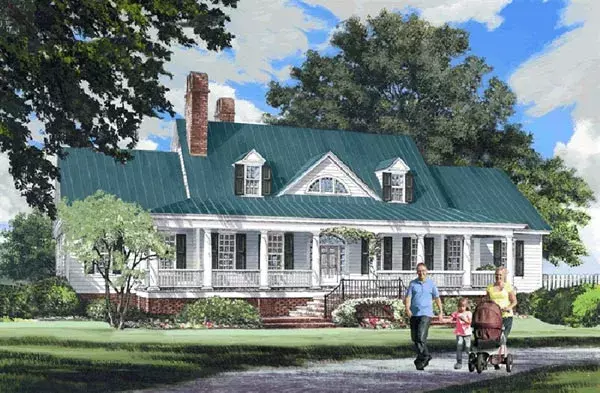 Country house plans 57-184 - front exterior, 4,227 sq ft, 4 bed, 3 bath house plans | Monster House Plans