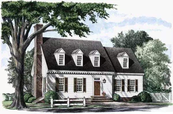 Cape Cod house plans 57-185 - front exterior, 2,485 sq ft, 3 bed, 2 bath house plans | Monster House Plans
