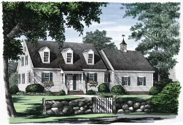 Cape Cod house plans 57-187 - front exterior, 1,762 sq ft, 3 bed, 2 bath house plans | Monster House Plans