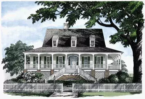 Southern house plans 57-192 - front exterior, 2,309 sq ft, 4 bed, 3 bath house plans | Monster House Plans