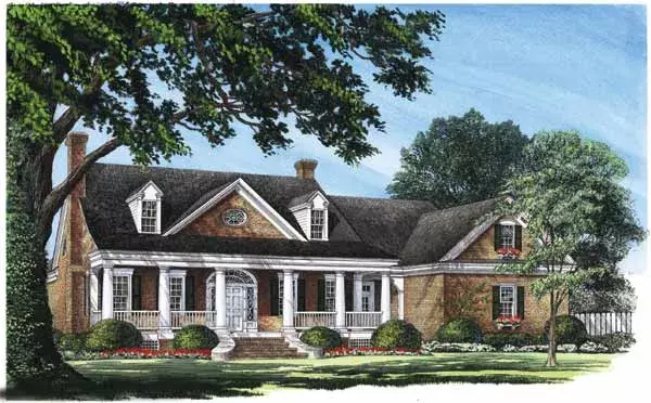 French Country house plans 57-194 - front exterior, 3,738 sq ft, 4 bed, 3 bath house plans | Monster House Plans