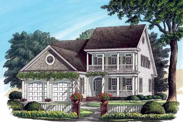 Southern Colonial house plans 57-200 - front exterior, 2,318 sq ft, 4 bed, 4 bath house plans | Monster House Plans
