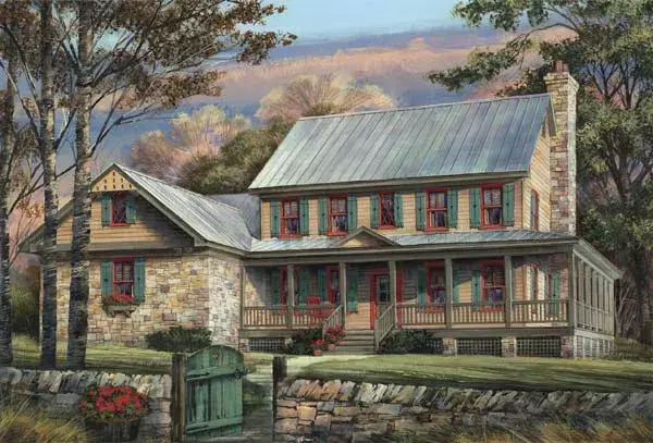 Country house plans 57-203 - front exterior, 3,039 sq ft, 4 bed, 4 bath house plans | Monster House Plans