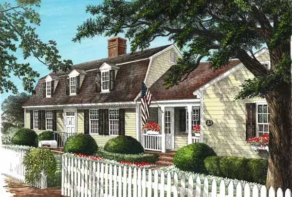 Early American house plans 57-206 - front exterior, 2,848 sq ft, 4 bed, 3 bath house plans | Monster House Plans