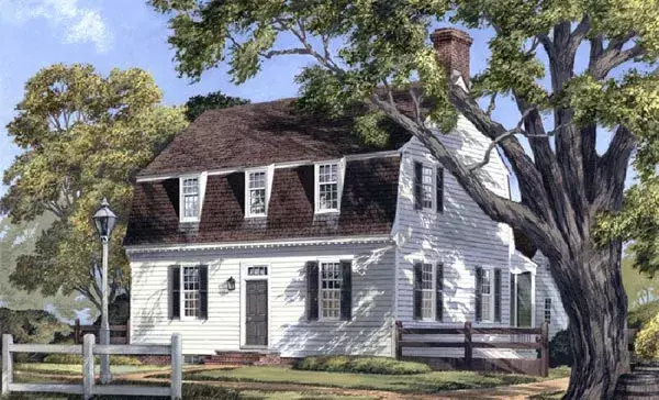 Early American house plans 57-209 - front exterior, 2,047 sq ft, 3 bed, 2 bath house plans | Monster House Plans