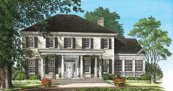 French Country house plans 57-211 - front exterior, 3,920 sq ft, 4 bed, 3 bath house plans | Monster House Plans