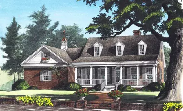 Southern house plans 57-213 - front exterior, 2,096 sq ft, 3 bed, 2 bath house plans | Monster House Plans