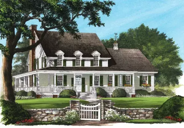 Country house plans 57-214 - front exterior, 2,842 sq ft, 4 bed, 3 bath house plans | Monster House Plans