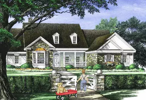 Country house plans 57-223 - front exterior, 2,818 sq ft, 4 bed, 3 bath house plans | Monster House Plans