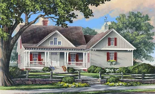 Cottage house plans 57-226 - front exterior, 2,012 sq ft, 4 bed, 3 bath house plans | Monster House Plans