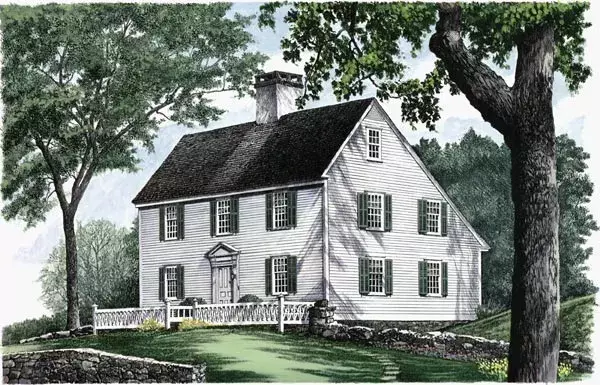 New England Colonial house plans 57-232 - front exterior, 2,496 sq ft, 3 bed, 2 bath house plans | Monster House Plans