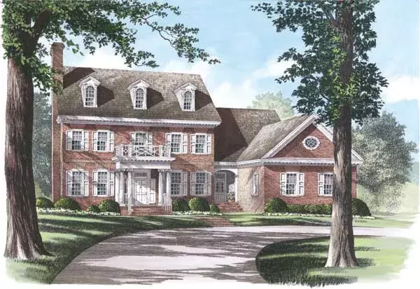 Southern Colonial house plans 57-237 - front exterior, 3,371 sq ft, 4 bed, 4 bath house plans | Monster House Plans