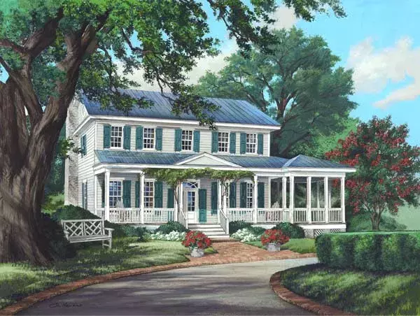 Country house plans 57-240 - front exterior, 3,144 sq ft, 4 bed, 4 bath house plans | Monster House Plans