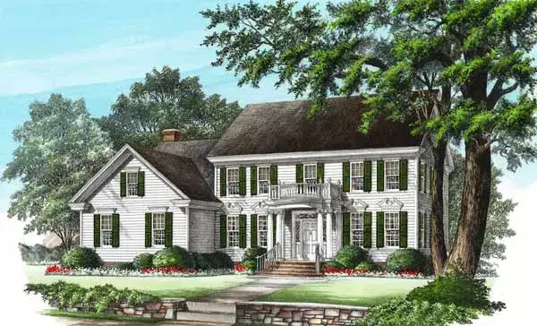 Southern Colonial house plans 57-241 - front exterior, 3,182 sq ft, 4 bed, 3 bath house plans | Monster House Plans