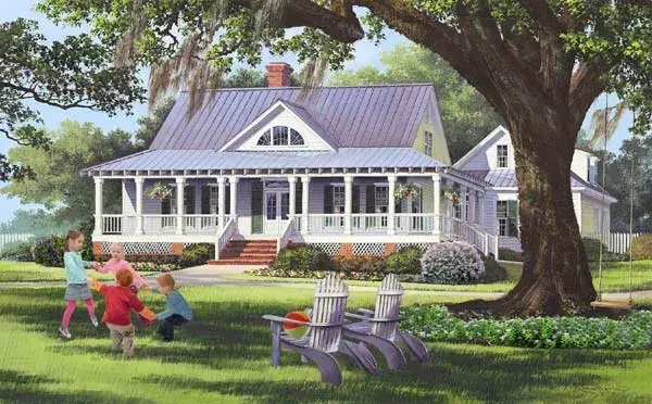 Country house plans 57-242 - front exterior, 2,556 sq ft, 4 bed, 3 bath house plans | Monster House Plans