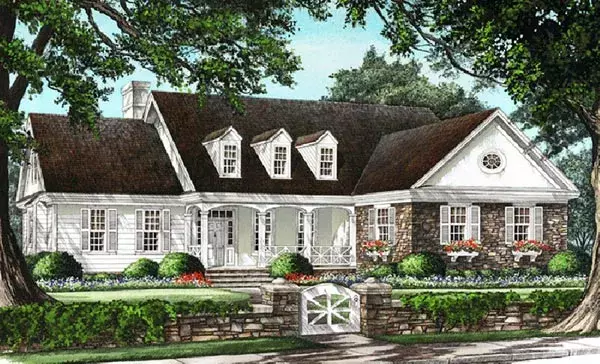 Country house plans 57-244 - front exterior, 3,128 sq ft, 4 bed, 3 bath house plans | Monster House Plans
