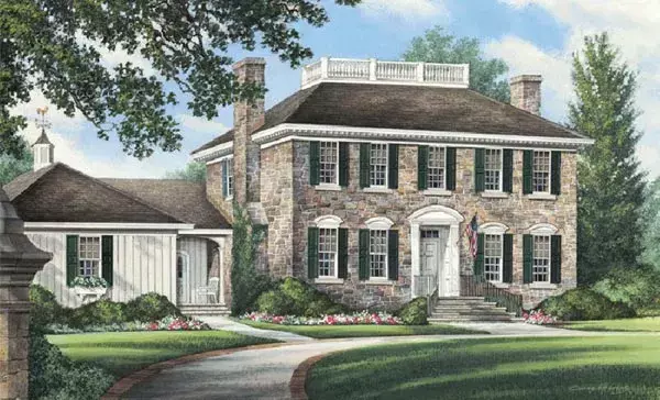 Southern Colonial house plans 57-245 - front exterior, 3,470 sq ft, 4 bed, 3 bath house plans | Monster House Plans