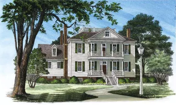 Plantation house plans 57-251 - front exterior, 4,214 sq ft, 4 bed, 4 bath house plans | Monster House Plans