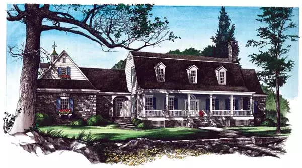 Southern Colonial house plans 57-253 - front exterior, 4,299 sq ft, 4 bed, 4 bath house plans | Monster House Plans
