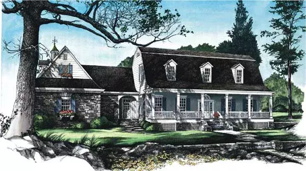 Southern Colonial house plans 57-254 - front exterior, 3,002 sq ft, 4 bed, 3 bath house plans | Monster House Plans