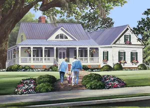 Country house plans 57-256 - front exterior, 2,010 sq ft, 3 bed, 2 bath house plans | Monster House Plans