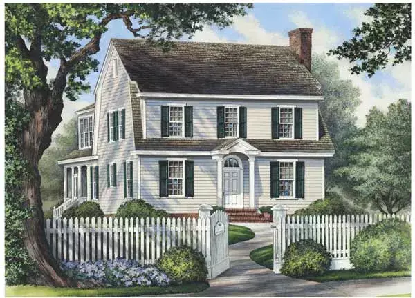 Colonial house plans 57-257 - front exterior, 2,567 sq ft, 4 bed, 3 bath house plans | Monster House Plans