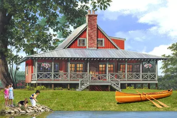 Southern house plans 57-267 - front exterior, 1,966 sq ft, 4 bed, 3 bath house plans | Monster House Plans