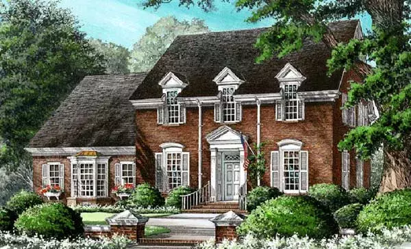Colonial house plans 57-269 - front exterior, 2,784 sq ft, 4 bed, 3 bath house plans | Monster House Plans