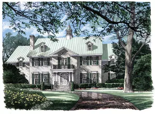 Southern Colonial house plans 57-274 - front exterior, 5,387 sq ft, 4 bed, 5 bath house plans | Monster House Plans