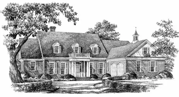 Southern Colonial house plans 57-276 - front exterior, 4,063 sq ft, 5 bed, 3 bath house plans | Monster House Plans