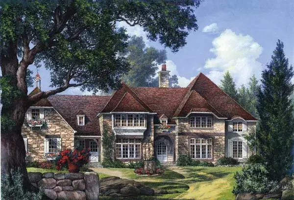 French Country house plans 57-277 - front exterior, 4,258 sq ft, 5 bed, 4 bath house plans | Monster House Plans
