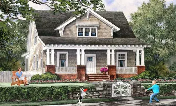 Craftsman house plans 57-278 - front exterior, 1,928 sq ft, 4 bed, 3 bath house plans | Monster House Plans
