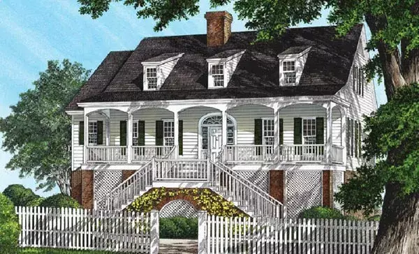Cape Cod house plans 57-289 - front exterior, 2,297 sq ft, 3 bed, 2 bath house plans | Monster House Plans