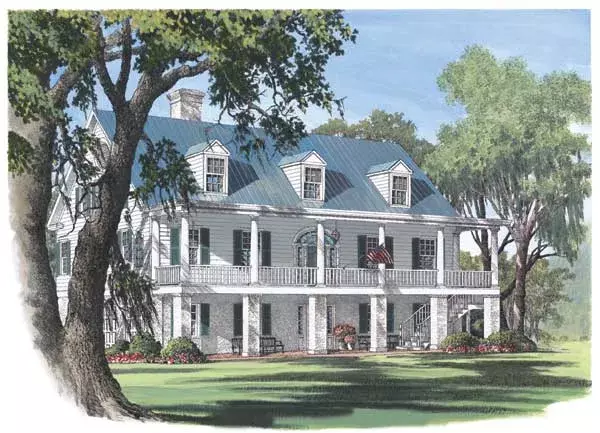 Southern Colonial house plans 57-292 - front exterior, 4,298 sq ft, 4 bed, 4 bath house plans | Monster House Plans