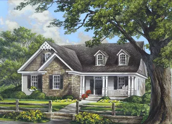 Country house plans 57-293 - front exterior, 2,020 sq ft, 3 bed, 2 bath house plans | Monster House Plans