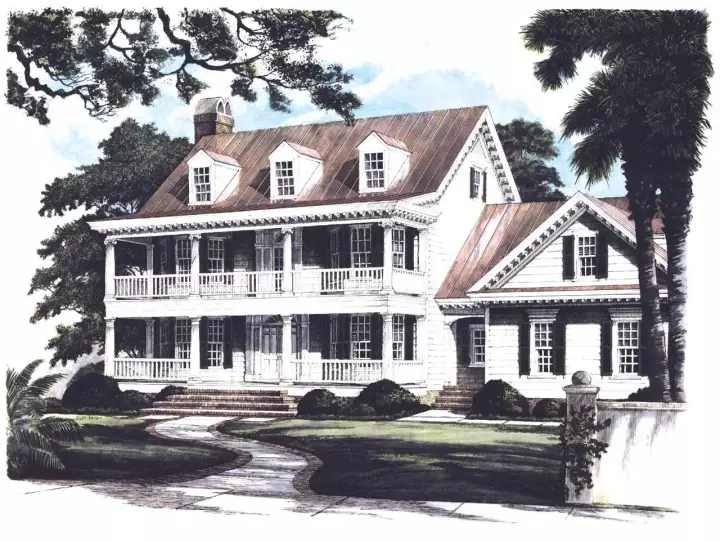 Southern house plans 57-309 - front exterior, 3,057 sq ft, 4 bed, 3 bath house plans | Monster House Plans